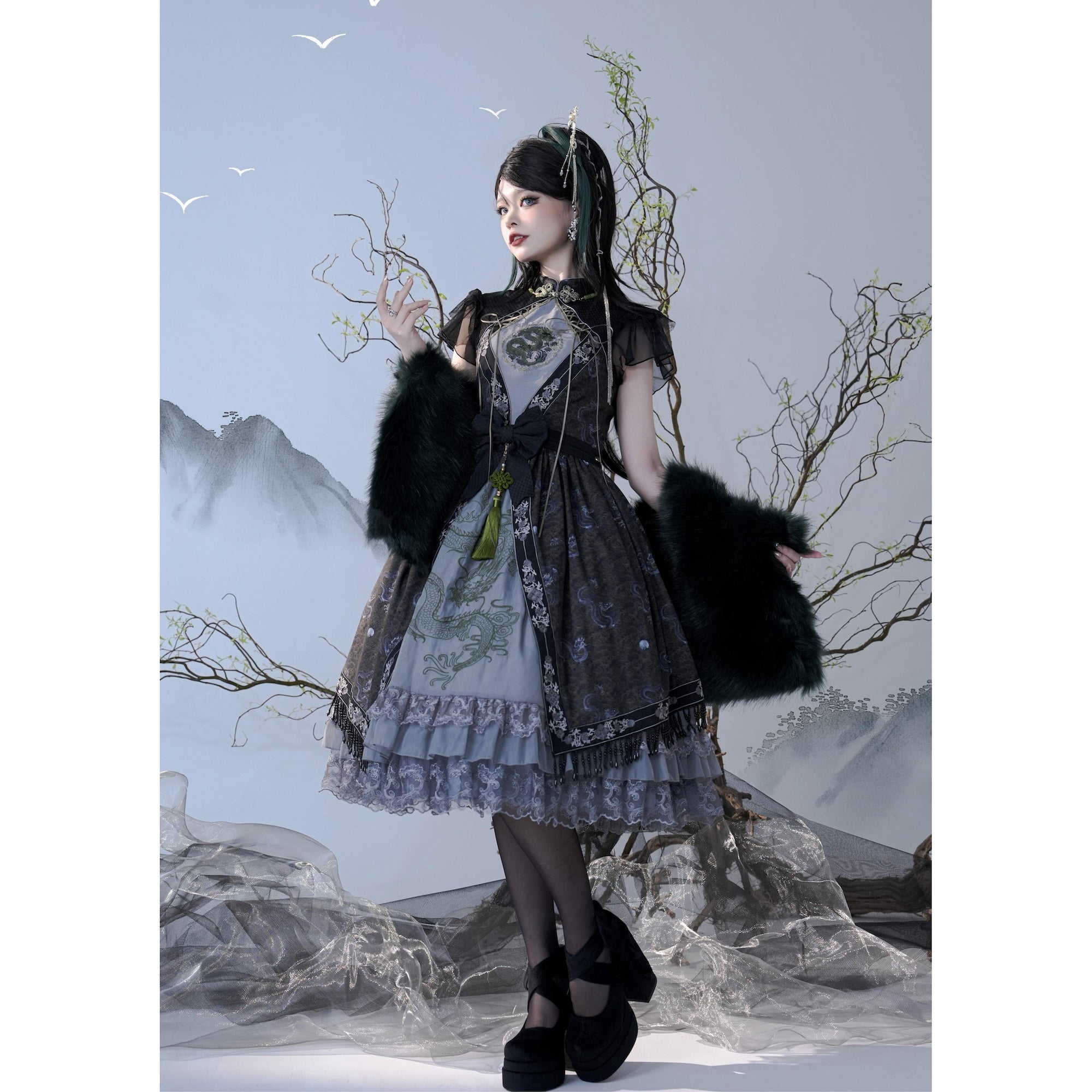 Sea of ​​clouds dragon embroidery chinese dress