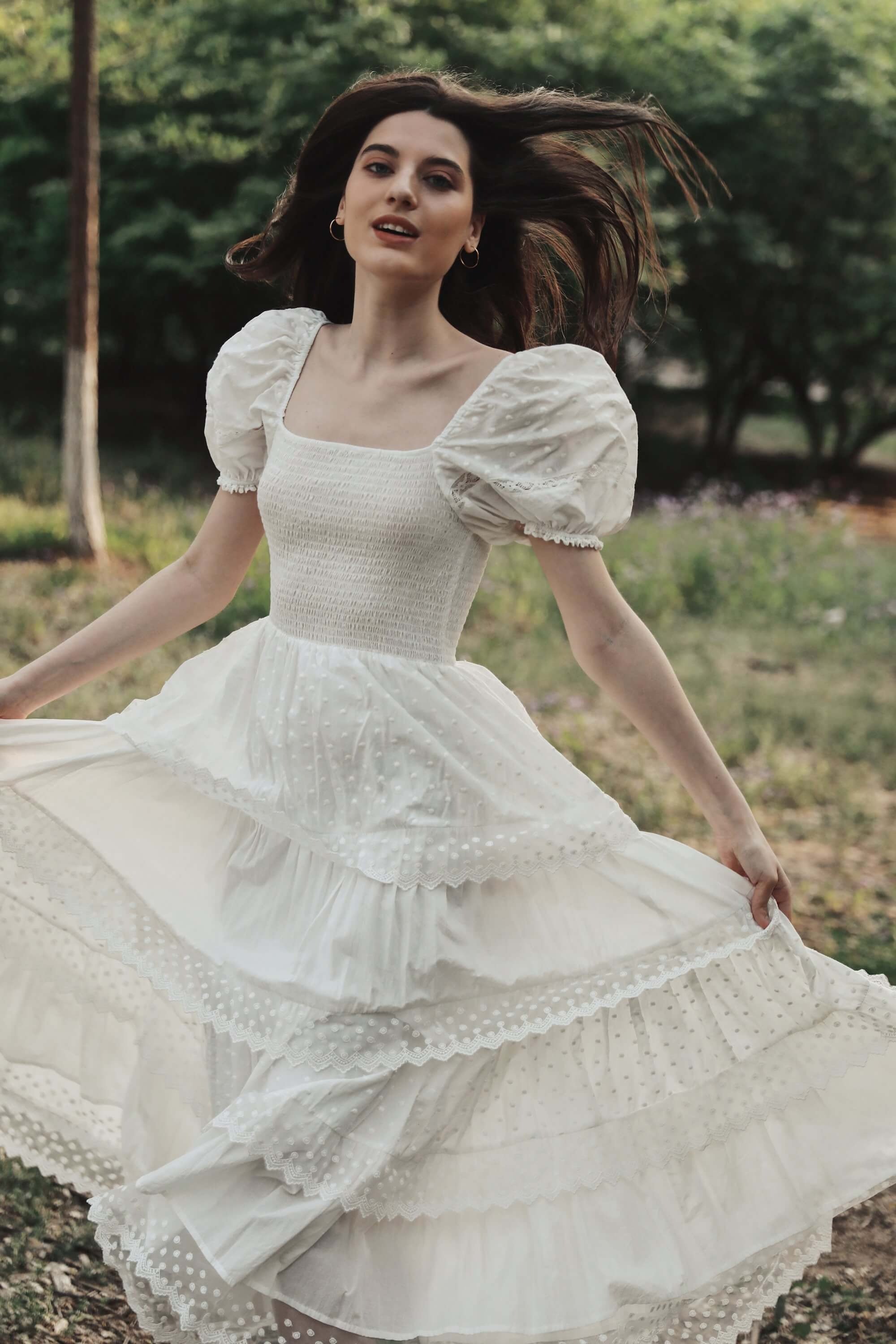 Plus Size Cotton Maxi Dress – Long White Flowy Summer Birthday Gown