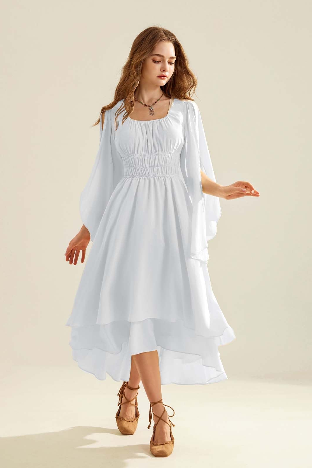 white christmas dresses Ethereal White Princess Cotton Dress White(Pre-Sale 15days) / L