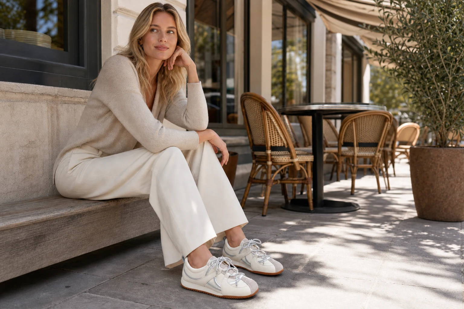 Lifestyle scene showing the shoes with surrounding room context