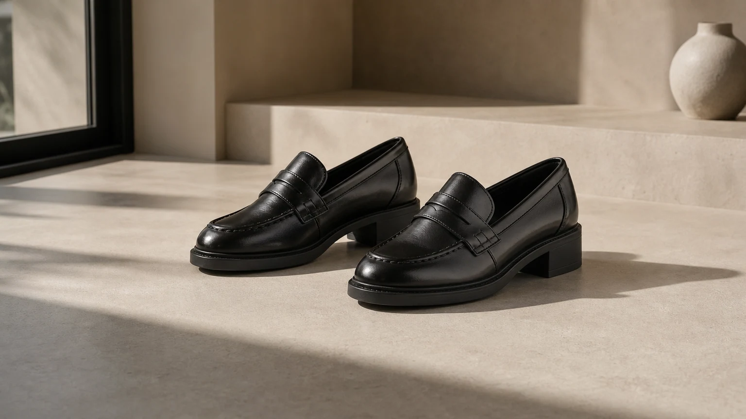 Pantofi casual eleganti cu talpă cu platformă, stilați într-o scenă orizontală a stilului de viață