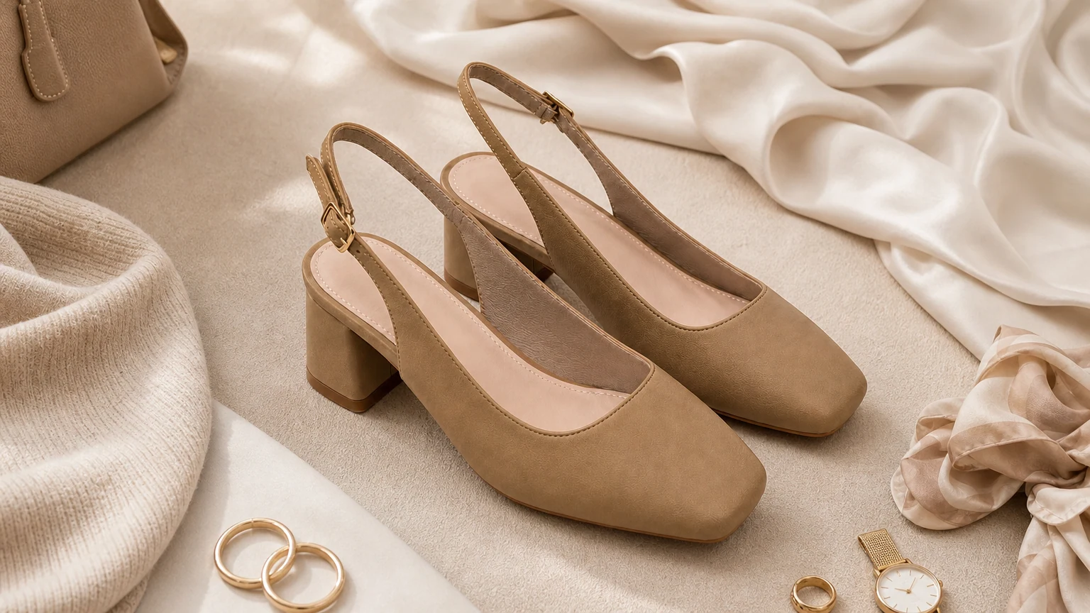 Moderne, verstellbare Slingback-Schuhe mit quadratischer Zehenpartie im horizontalen Stil