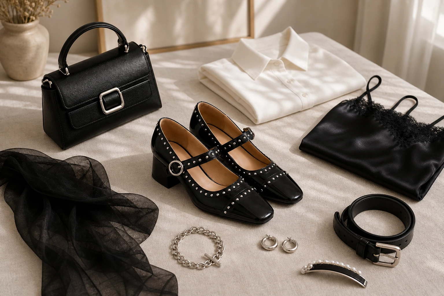 Mary Jane shoes in a lifestyle product-in-context scene