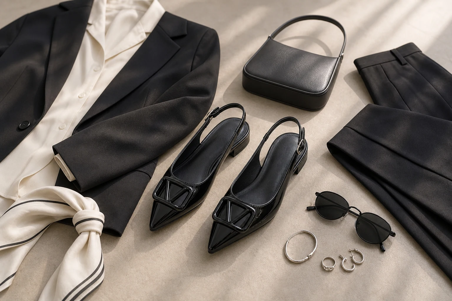 Ballerinas mit Schnallendetail im Stil einer Lifestyle-Produktszene